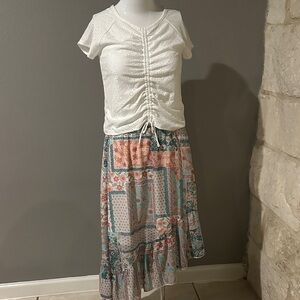 Knitworks White and Floral Asymmetrical Kids Set